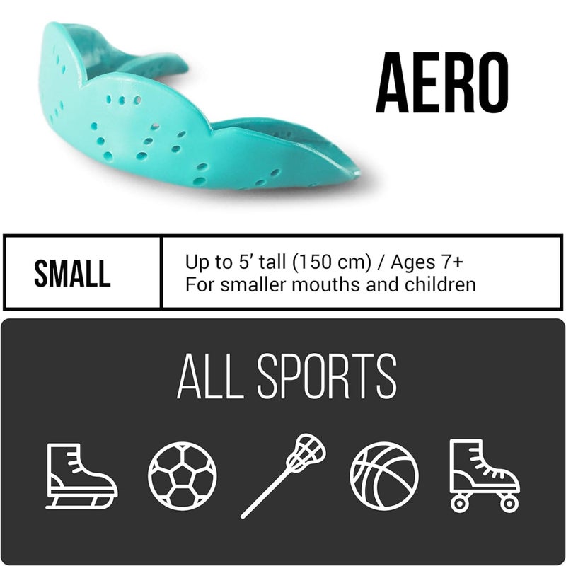 SISU Aero Small Mouthguard, Awesome Aqua - 30% Stronger Protection for Lacrosse, Football, Hockey, Roller Derby, Team Sports - Remoldable Up to 20 Times - Ultra Slim - Non Toxic - Image 2